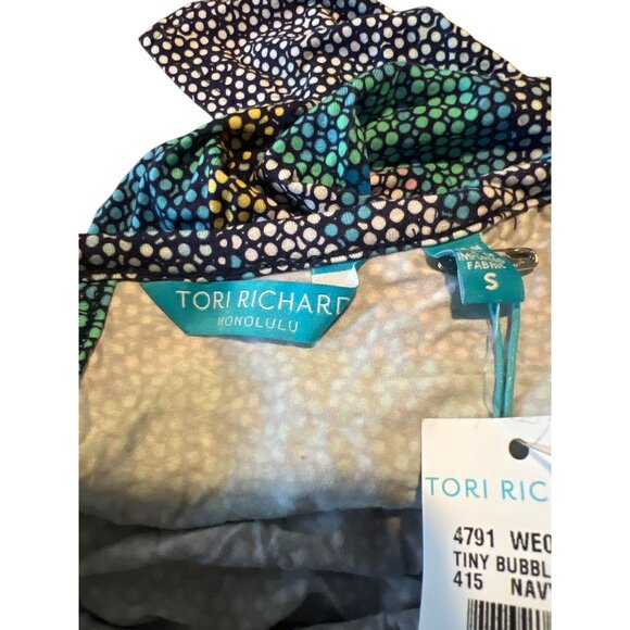 Tori Richard Honolulu Tiny Bubbles Deane Navy Tank Top Size Small NWT - Picture 4 of 7